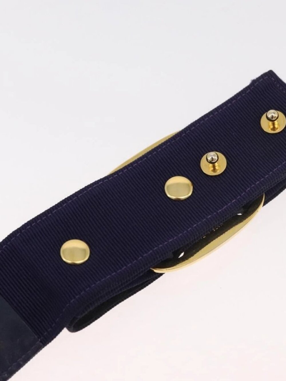 Salvatore Ferragamo Vara Ribbon Belt Canvas 29.5"" Purple Gold Auth BA13266 - Picture 6 of 9